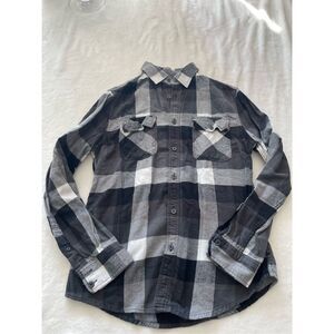 Men’s Massimo, black white and gray casual button-down flannel athletic fit size